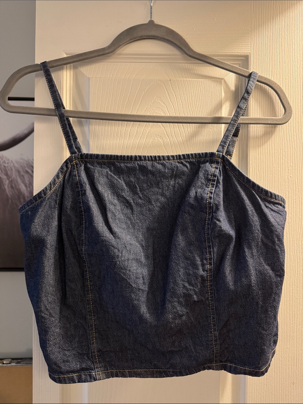 a.n.a Dark Blue Denim Crop Tank